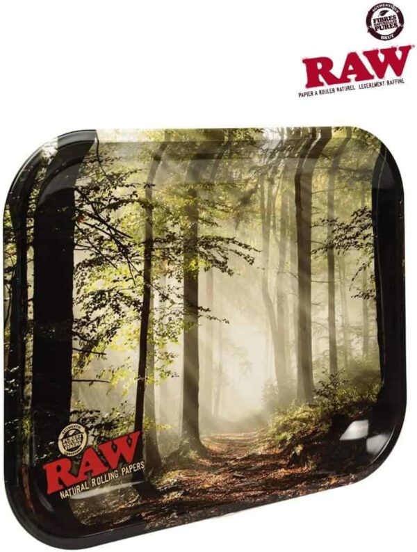 Bandeja de papel RAW Smokey Forest Trees Tray, diseño de árboles