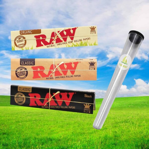 Bolsa antiolor para fumadores con papel Raw Organic, tips y portacigarros