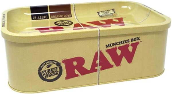 Caja de almacenamiento metálica RAW Munchies, 10.75 x 6.75 pulgadas
