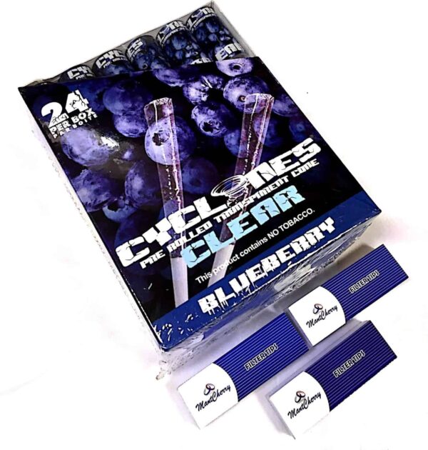 Cyclones Clear cones Conos transparentes sabor blueberry, 24 unidades