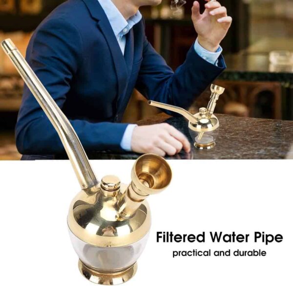 Hookah portátil de mano mini pipa de agua de latón de doble uso, diseño desmontable y vintage