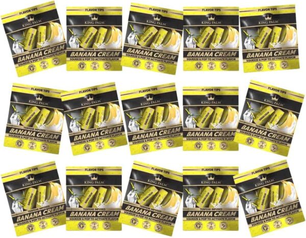 King Palm crema de plátano 30 puntas de filtro saborizadas con infusión de terpenos, 15 paquetes