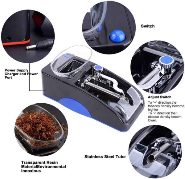 Máquina eléctrica entubadora de cigarros portátil azul