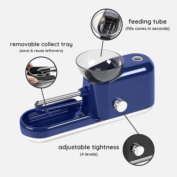 Máquina eléctrica para liar cigarrillos automática, doble propósito, diámetros 6,5/8 mm, azul