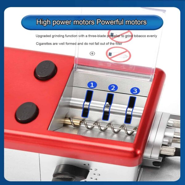 Máquina eléctrica para liar porros con diseño fácil de usar, color rojo