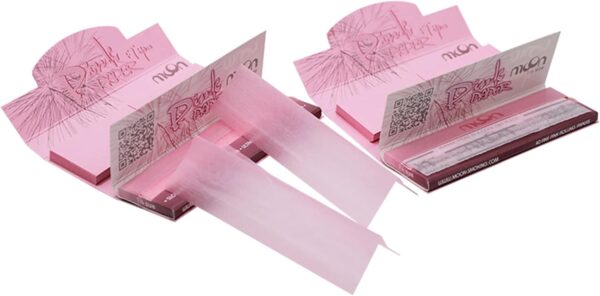 MOON papel de fumar rosa natural, combustión lenta, 50 libritos (2000 hojas)