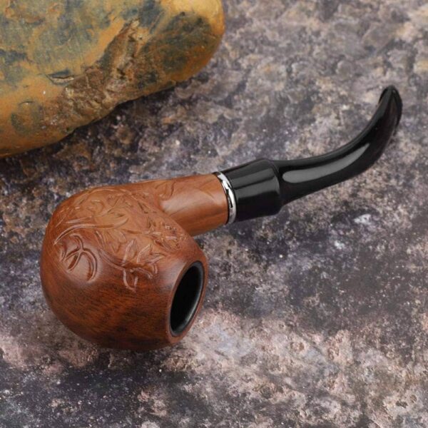 Pipa de madera marrón para fumar tabaco, diseño tallado y duradero