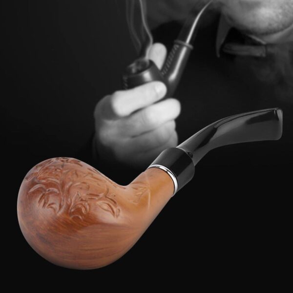 Pipa de madera marrón para fumar tabaco, diseño tallado y duradero