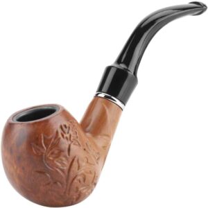 Pipa de madera marrón para fumar tabaco, diseño tallado y duradero