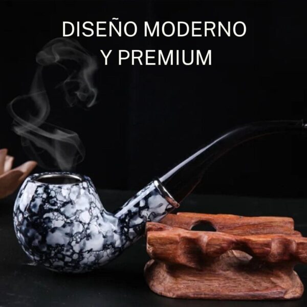 Pipa de tabaco con efecto mármol, diseño ergonómico y elegante, fácil de limpiar
