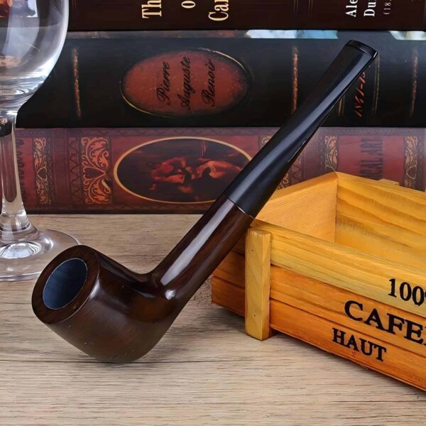 Pipa de tabaco de sándalo diseño clásico de madera, superficie lisa, ideal como regalo