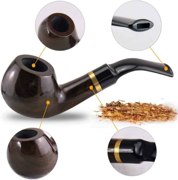 Set de pipas de madera de ébano doblado, con soporte y accesorios, en caja de regalo