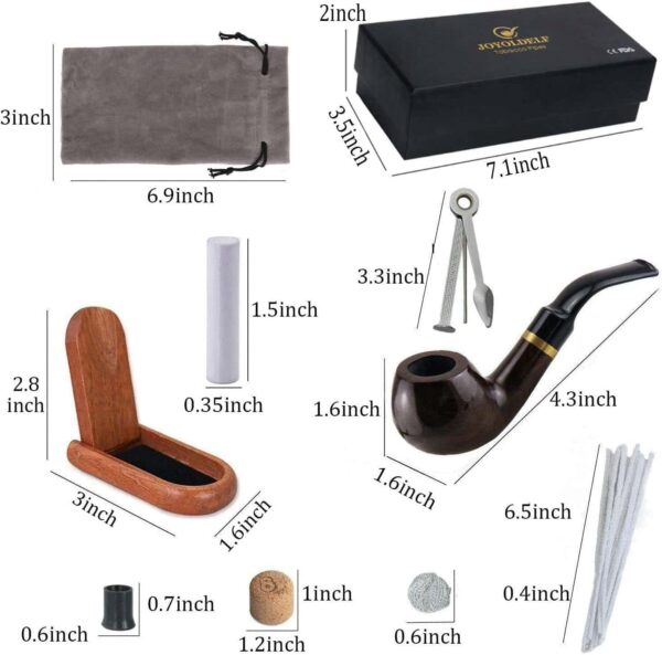 Set de pipas de madera de ébano doblado, con soporte y accesorios, en caja de regalo
