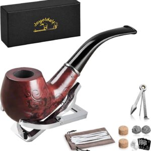 Set de pipas de madera tallada, diseño floral clásico con accesorios para fumar