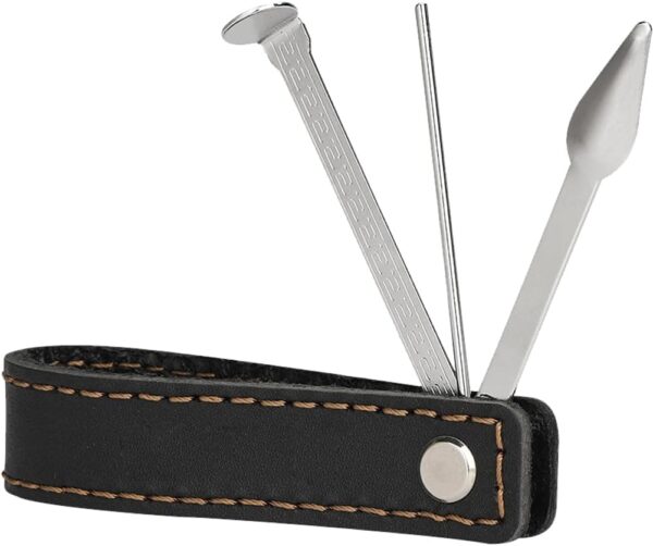 Soporte plegable de cuero para pipa de tabaco con escariador de acero inoxidable